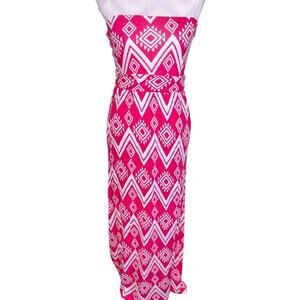 Francesca's Bird Cage Anthropologie Strapless Pink White Maxi Dress Size Medium